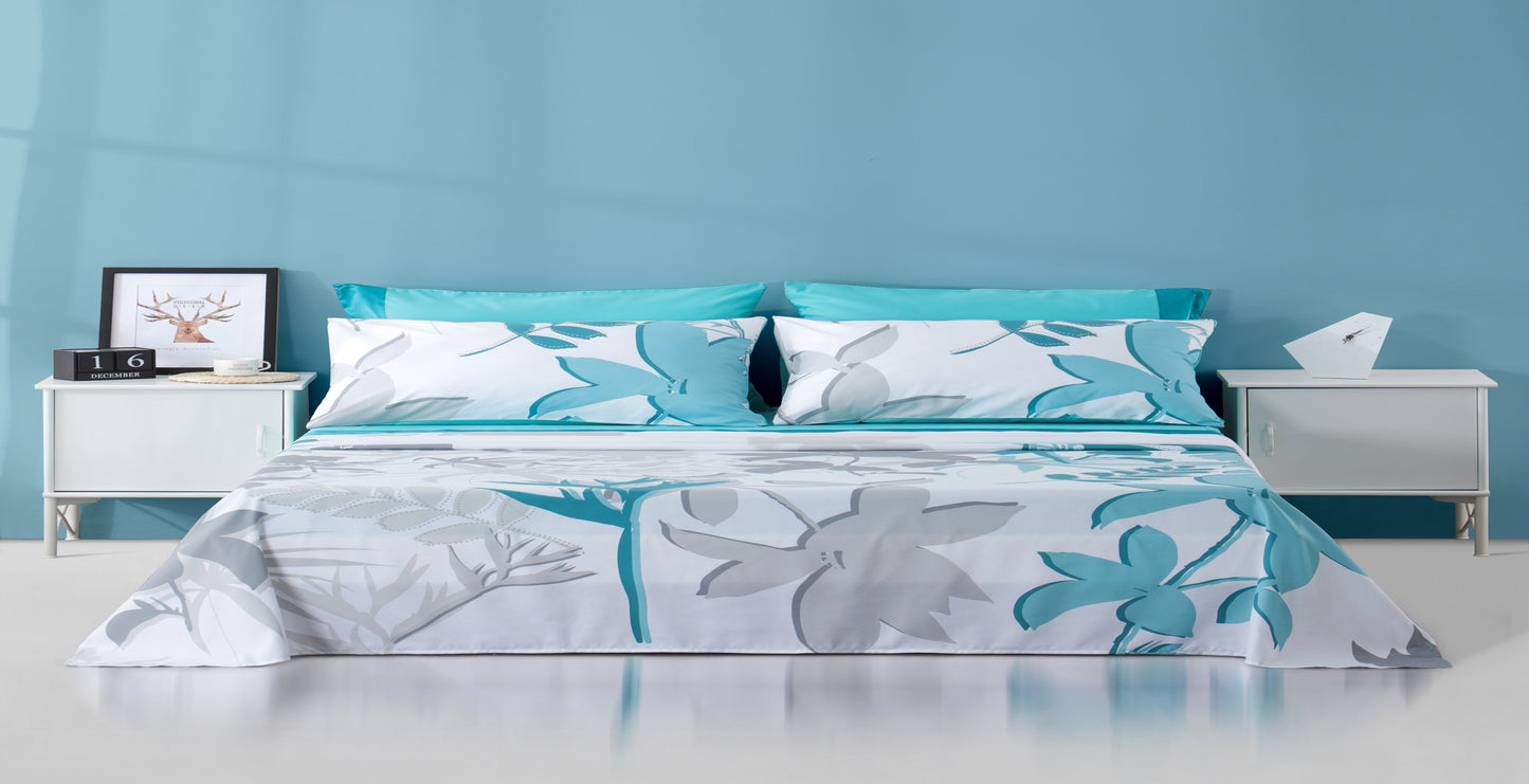 6 Piece Bed Sheet set-White Leaf