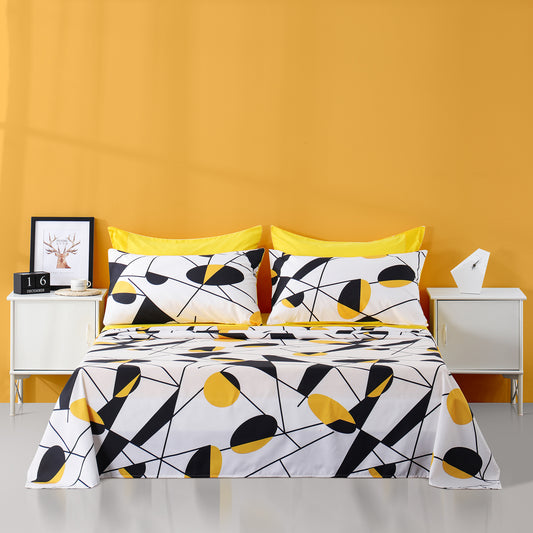 6 Piece Bed Sheet set-Yellow and black pattern
