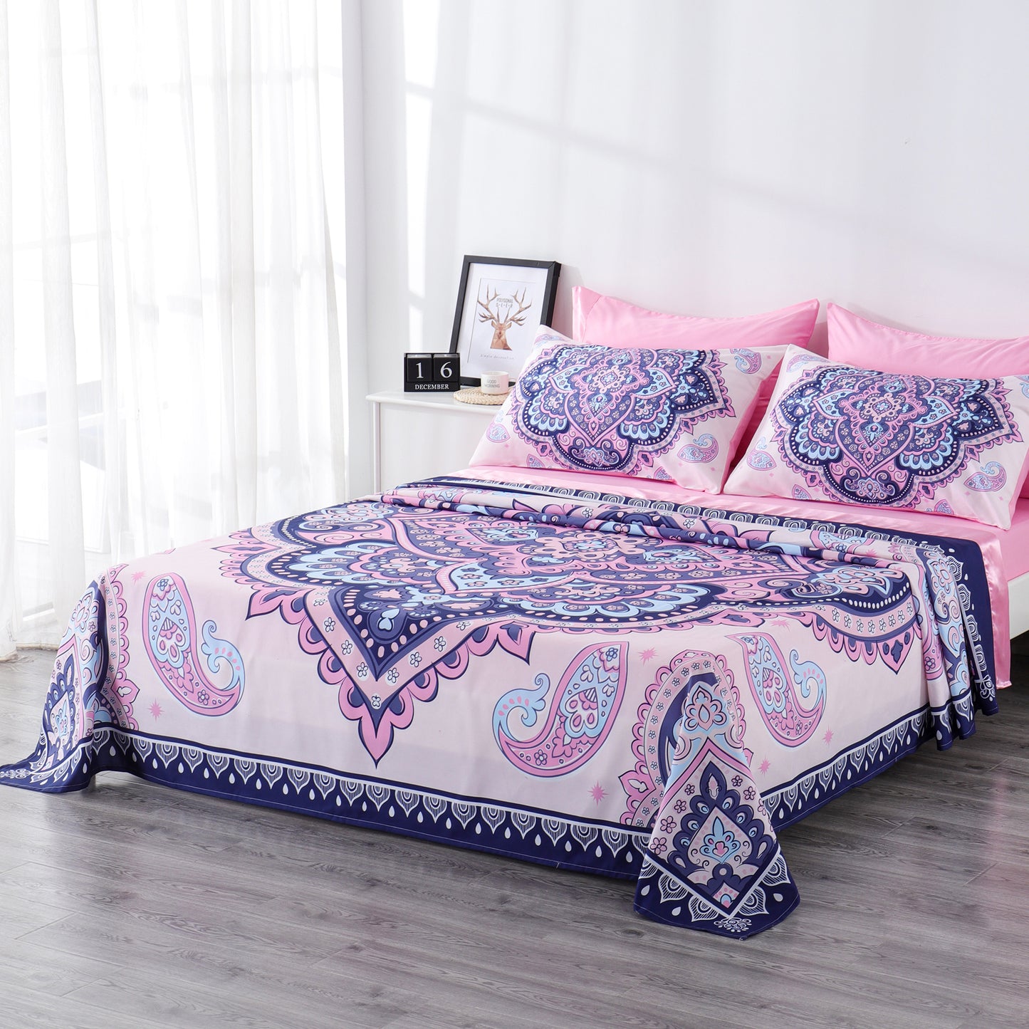 6 Piece Bed Sheet set-Baby Pink