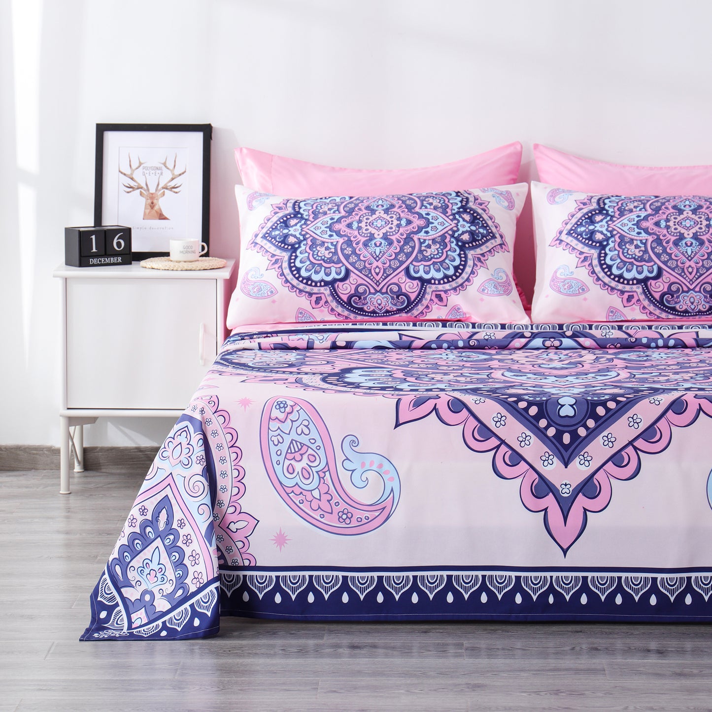 6 Piece Bed Sheet set-Baby Pink