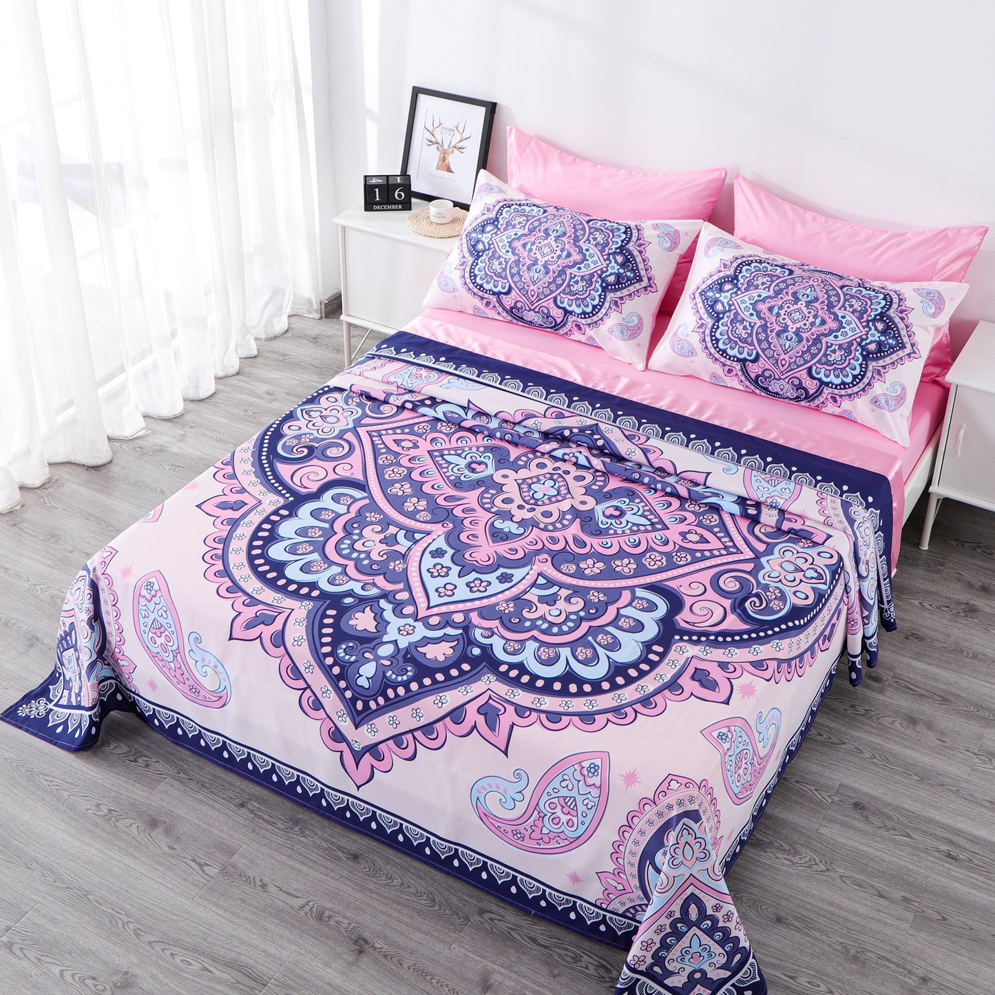 6 Piece Bed Sheet set-Baby Pink