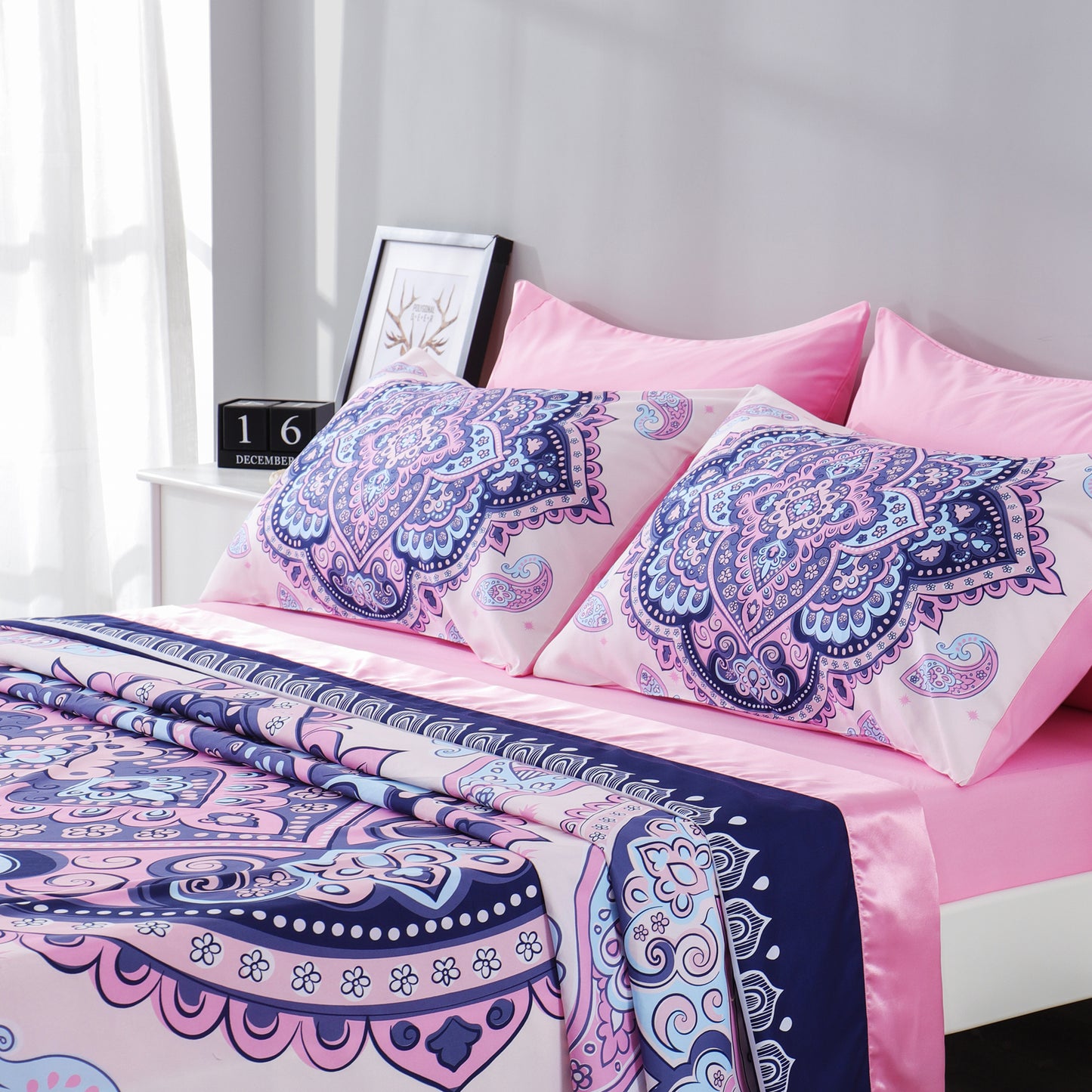6 Piece Bed Sheet set-Baby Pink