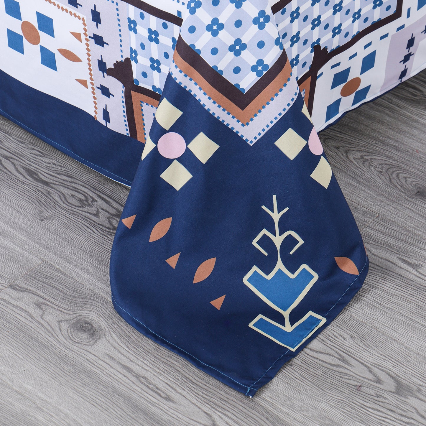 6 Piece Bed Sheet set-Blue Geometrical