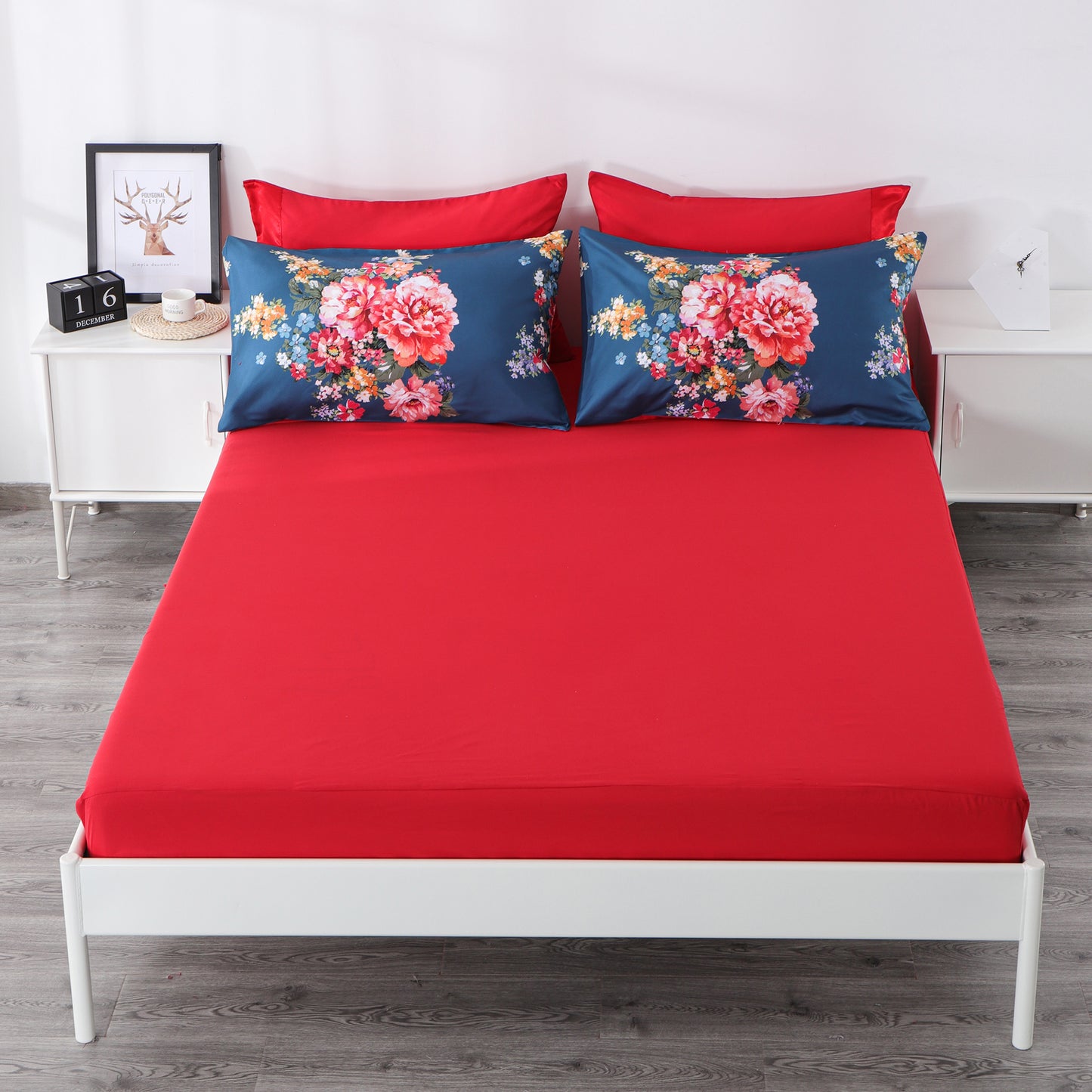 6 Piece Bed Sheet set-Red Rose