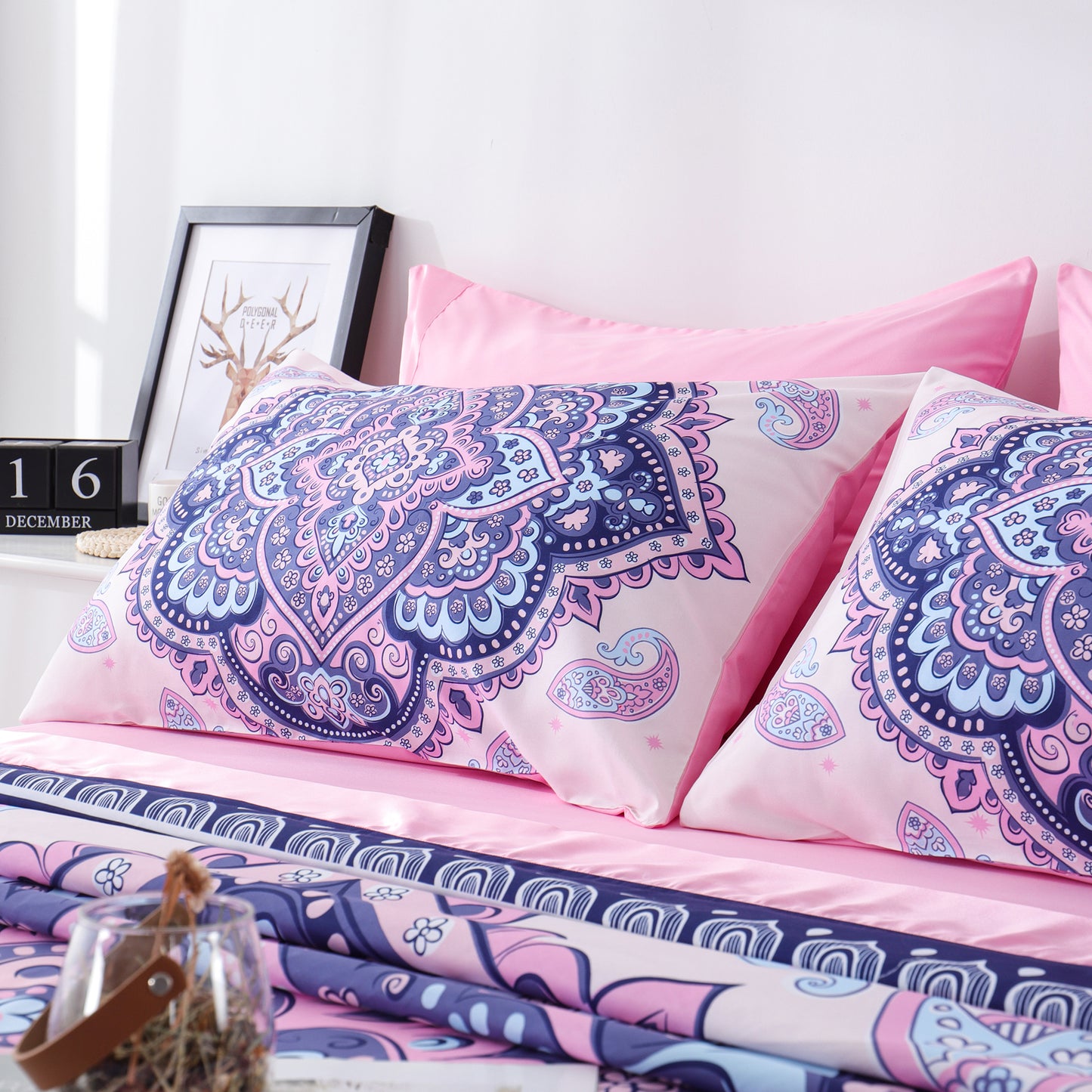 6 Piece Bed Sheet set-Baby Pink