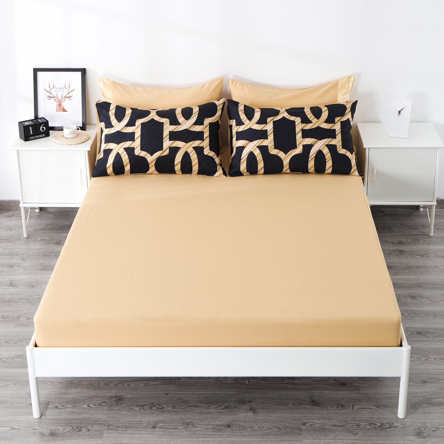 6 Piece Bed Sheet set-Black Gold
