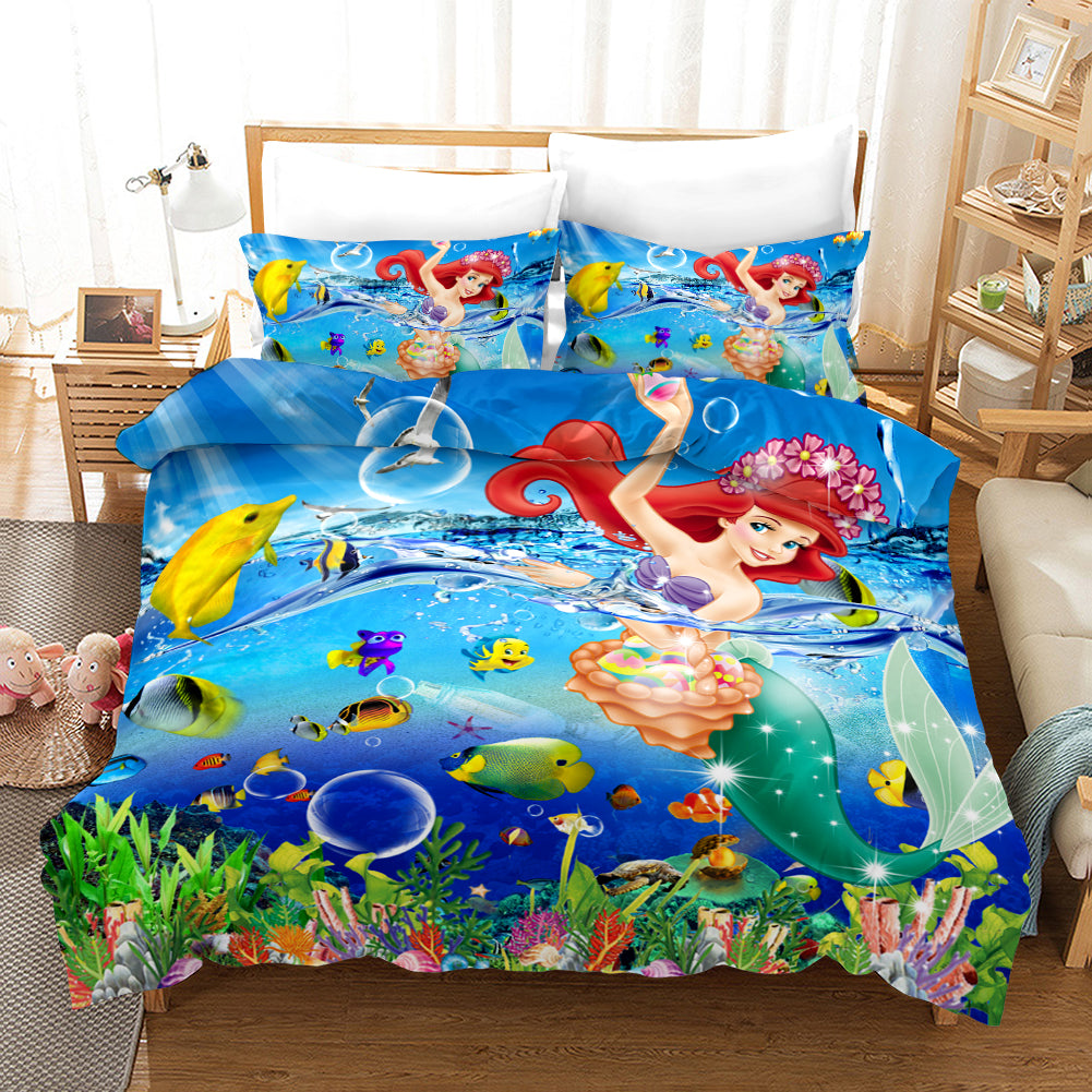 4 Pieces Kids Duvet cover set-Mermaid 2