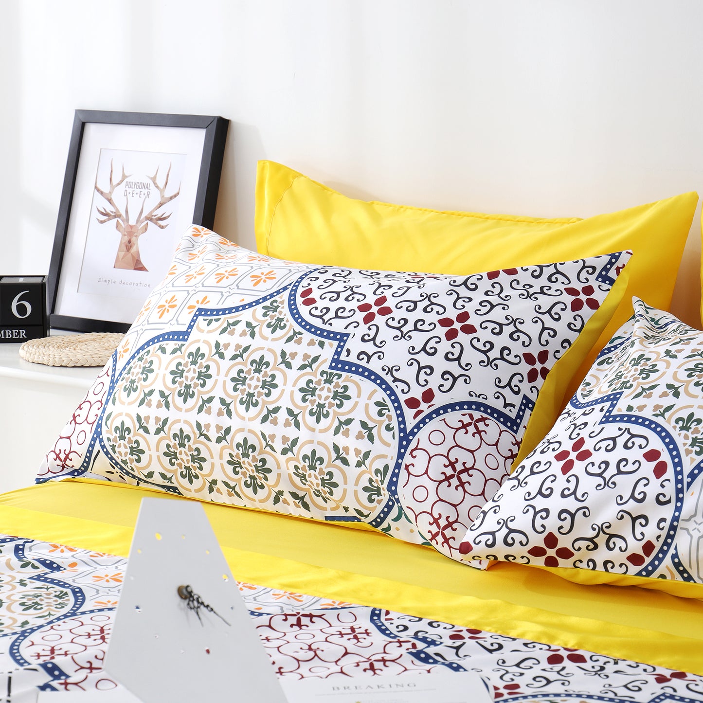 6 Piece Bed Sheet set-yellow Geometrical.