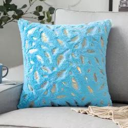 Golden fur leaves cushion covers