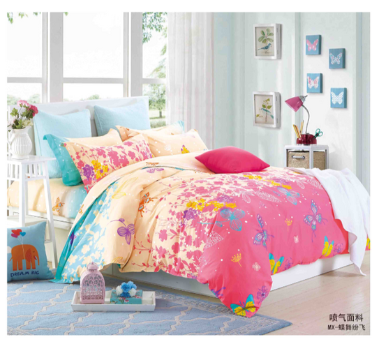 Blue and Pink Papilio- Cotton Comforter Set
