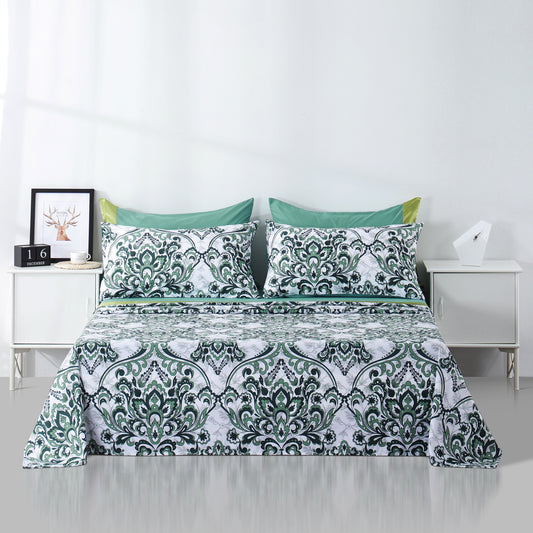 6 Piece Bed Sheet set-green Pattern.