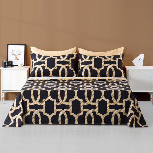 6 Piece Bed Sheet set-Black Gold