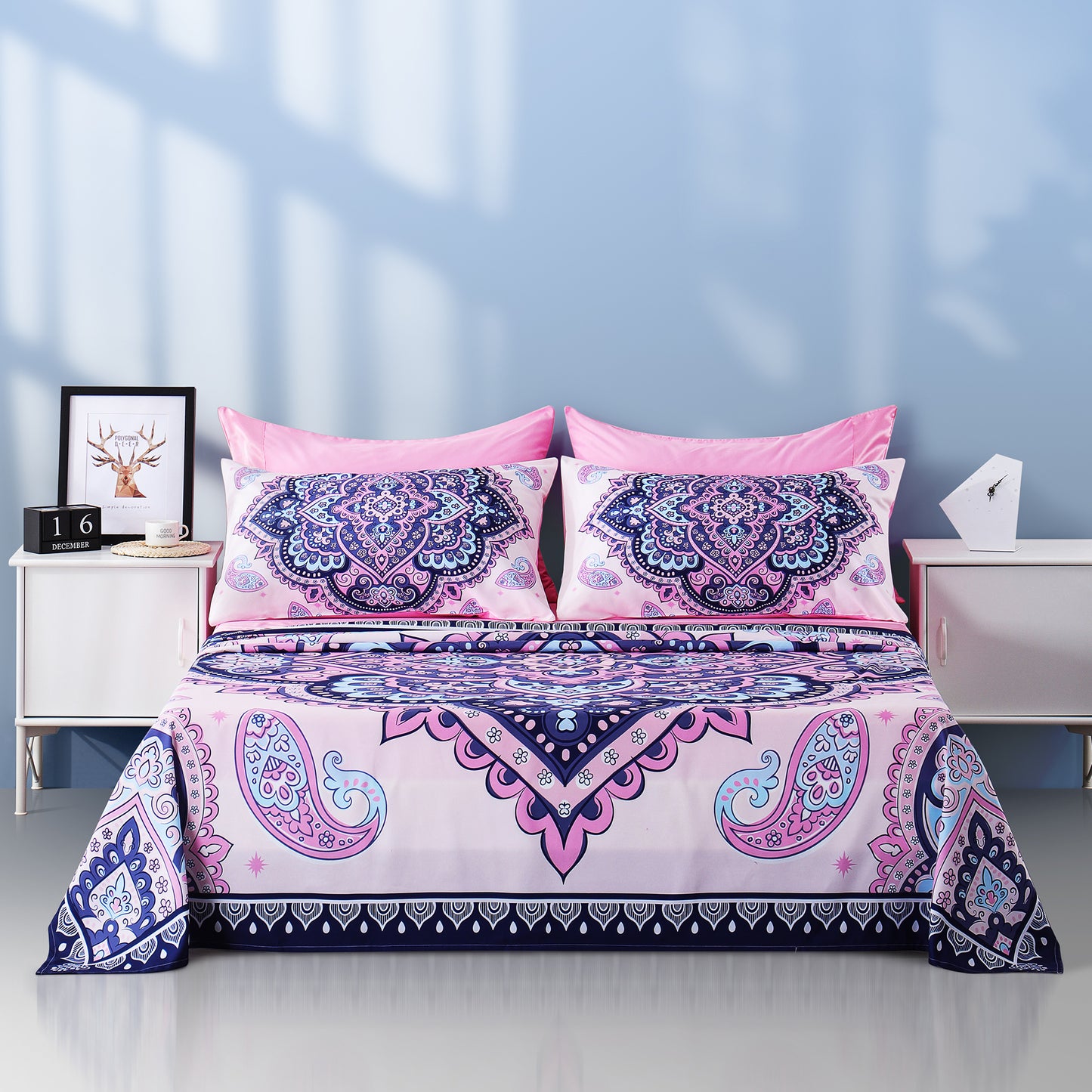 6 Piece Bed Sheet set-Baby Pink