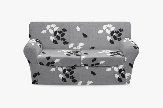 Gray Small Leaf Sofa Slip Cover