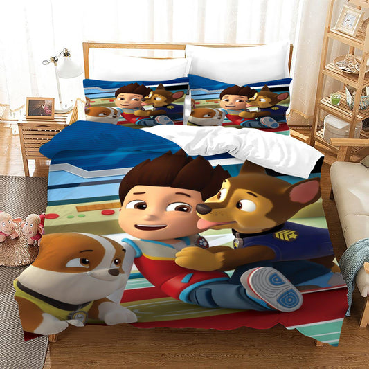 4 Pieces Kids Duvet Cover Set-Paw Patrol trio.