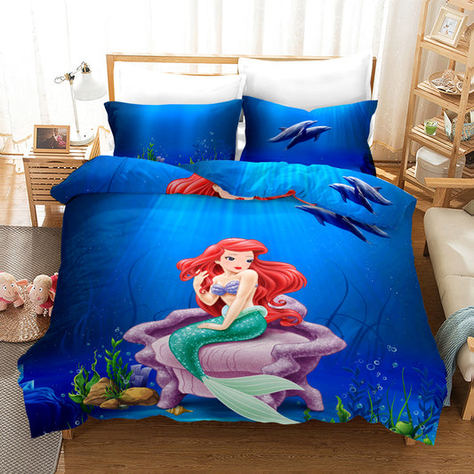 4 Pieces kids Duvet cover set-Mermaid 1