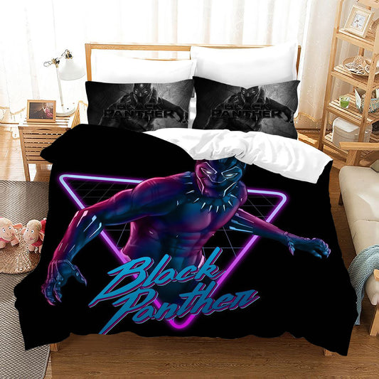 4 Pieces Kids Duvet Cover Set-Black Panther