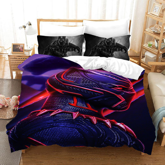 4 Pieces Kids Duvet Cover Set-Black Panther Purple