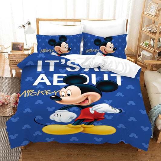 4 Pieces kids Duvet cover set-Mickey Blue.