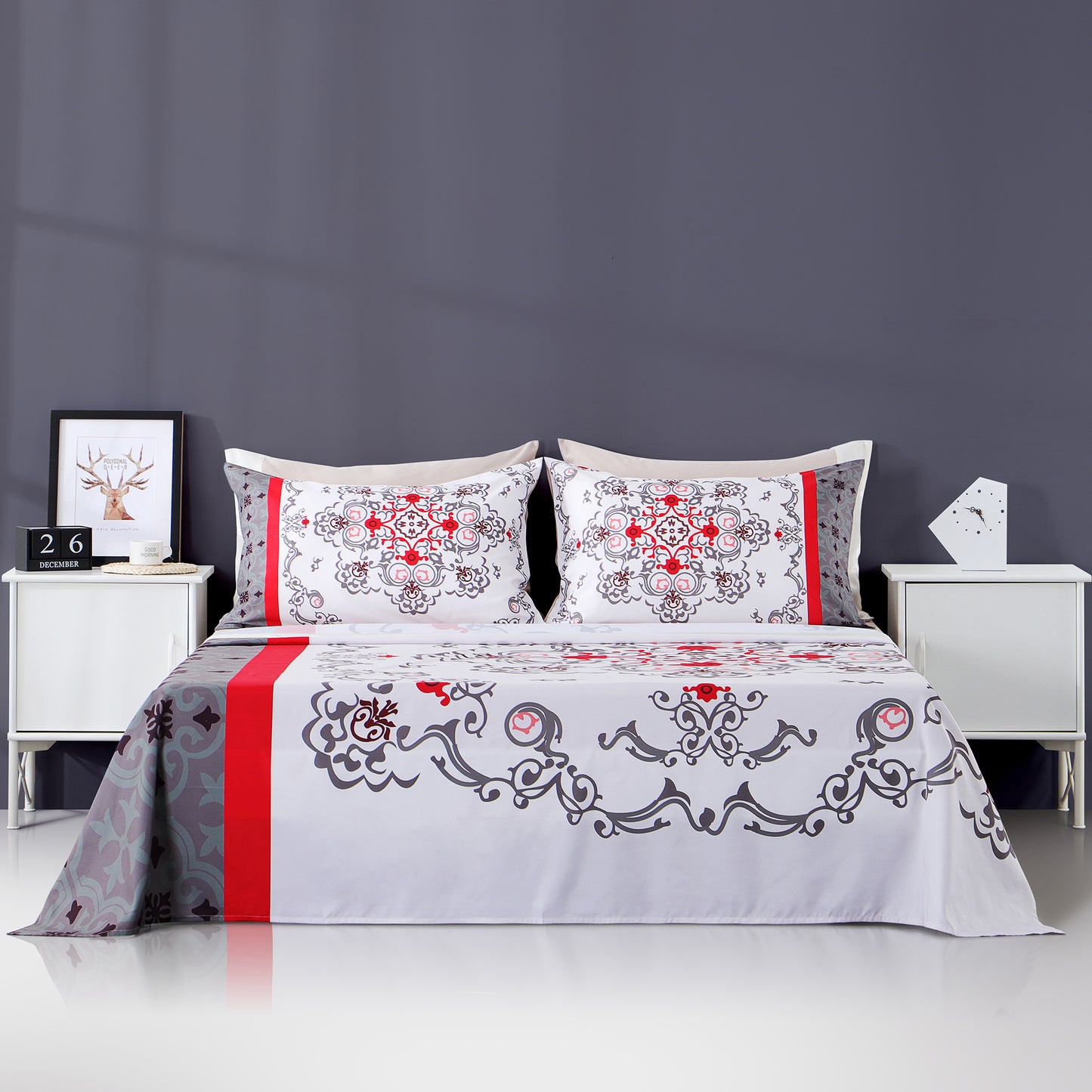 6 Piece Bed Sheet set-Snow White