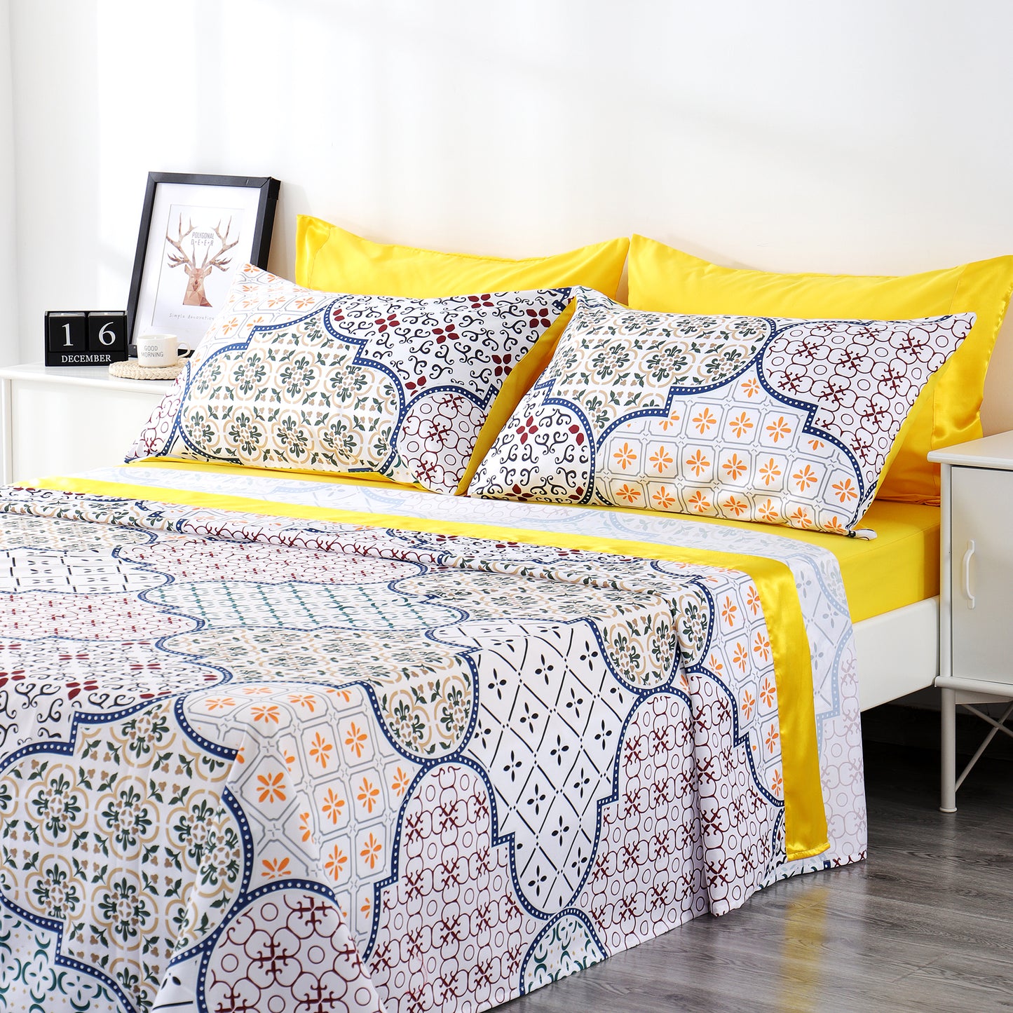 6 Piece Bed Sheet set-yellow Geometrical.
