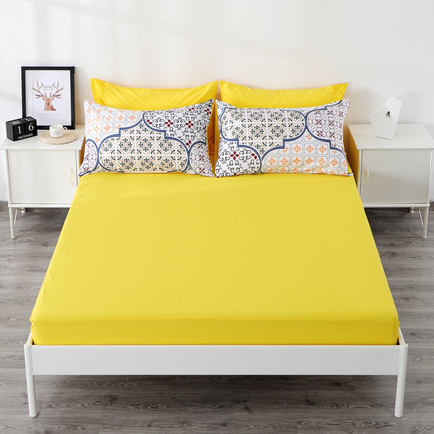 6 Piece Bed Sheet set-yellow Geometrical.