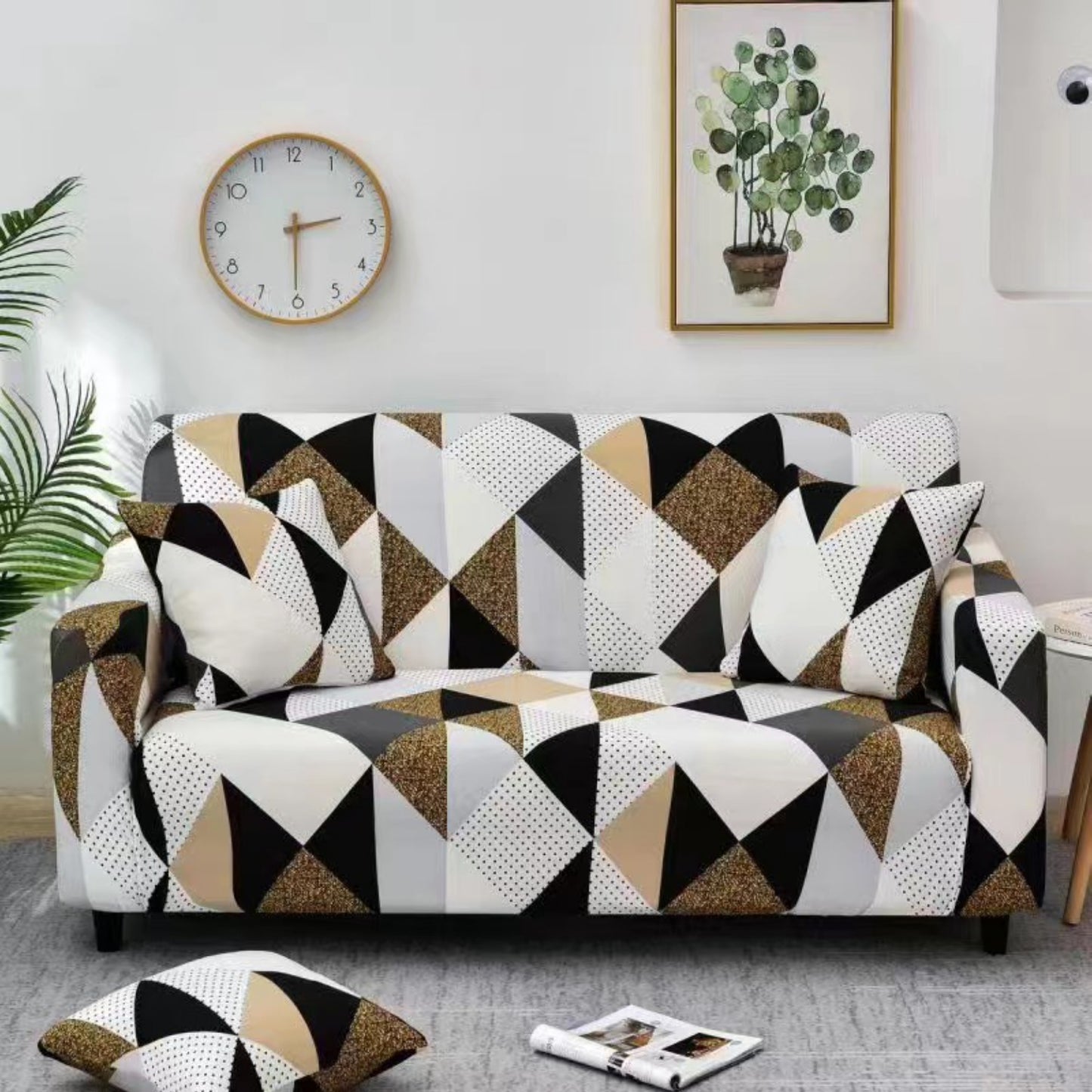 Multicolor Geometric Print Sofa Slip Cover