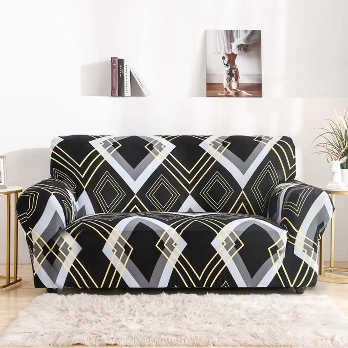 Geometric Square Sofa Slip Cover