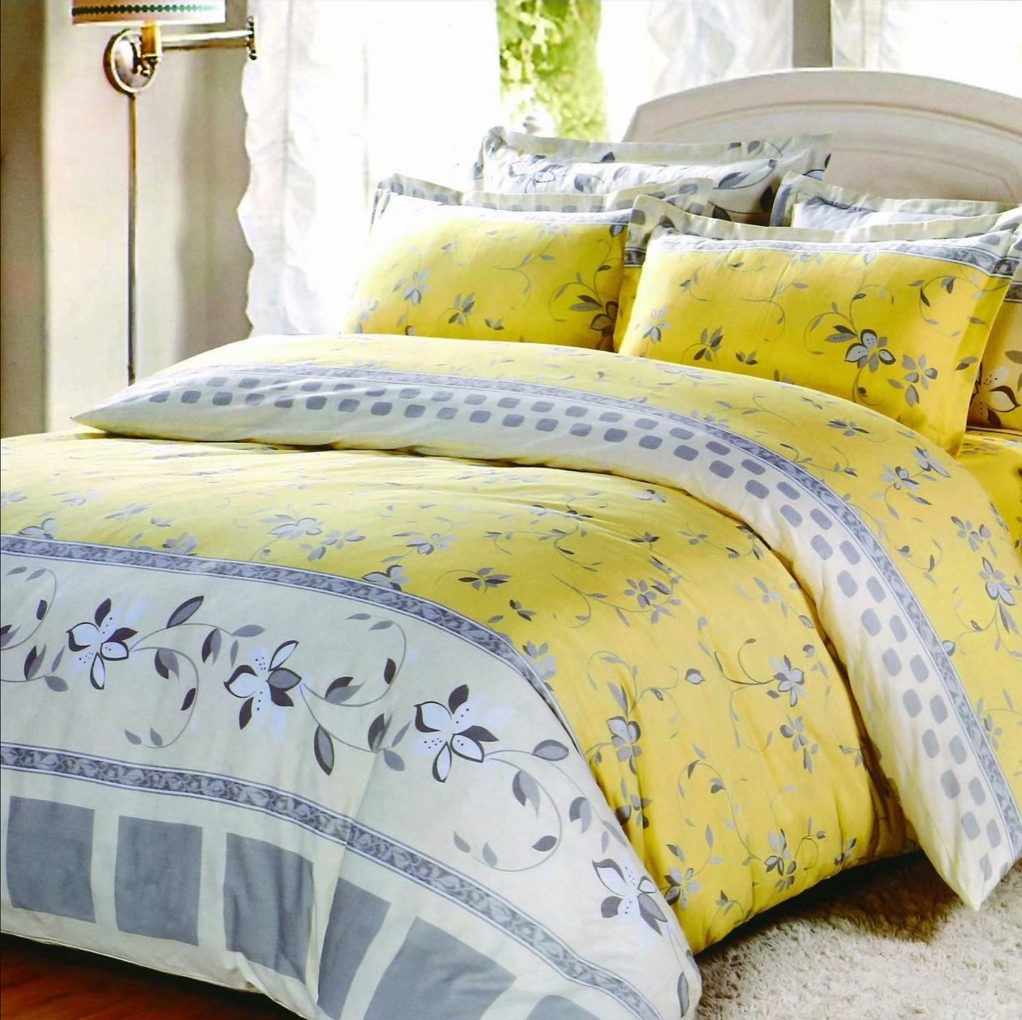 Yellow and Grey Exemplar - Cotton Comforter Set