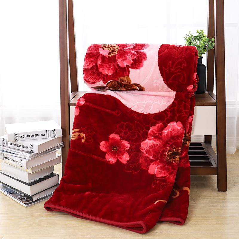 Velvet Red Floral Blanket