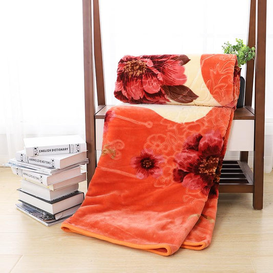 Velvet Orange Floral Blanket