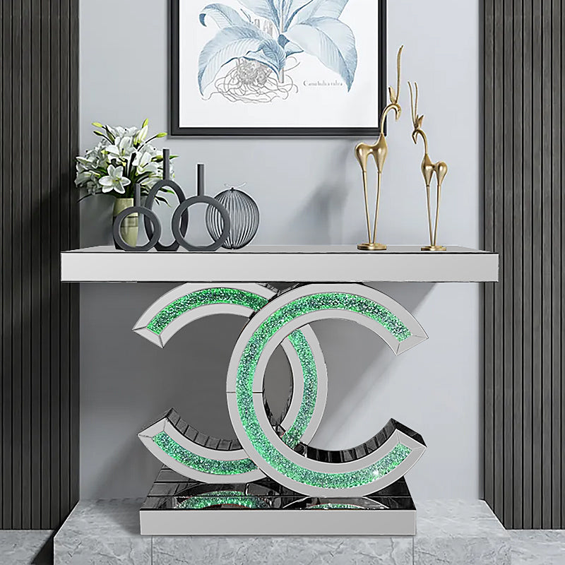 Mirrored Crystal Console Table