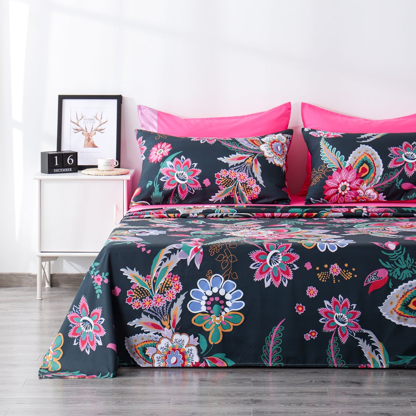 6 Piece Bed Sheet set-Pink floral